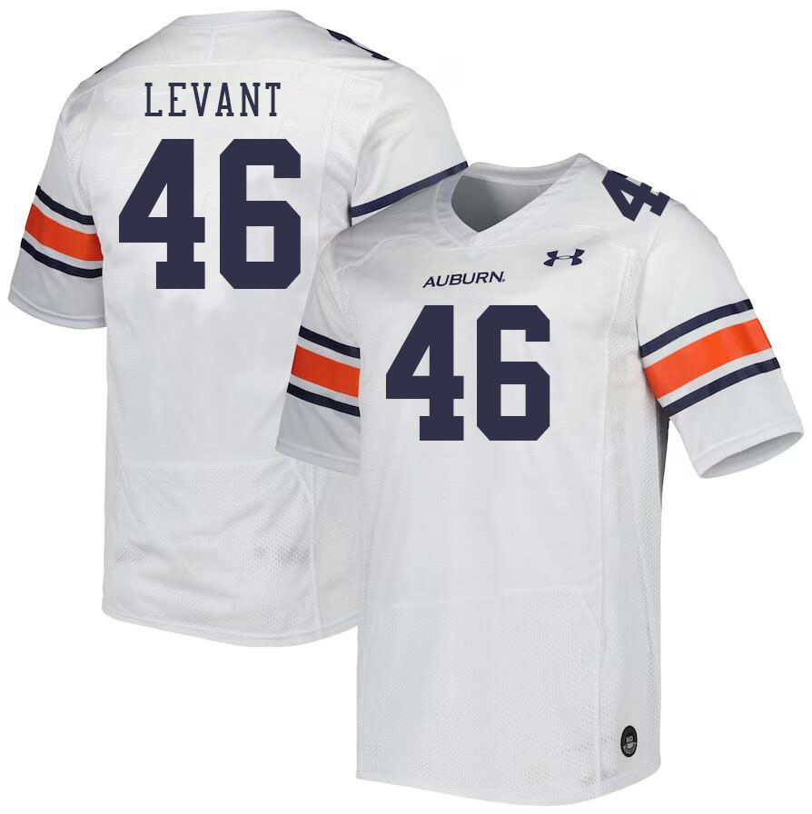 Men #46 Jake Levant Auburn Tigers College Football Jerseys Stitched-White - Click Image to Close